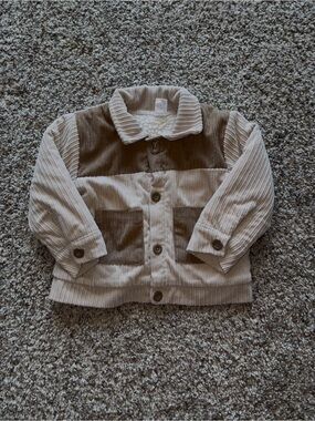 Baby Essentials Two-Tone Corduroy Jacket in Cream and Brown